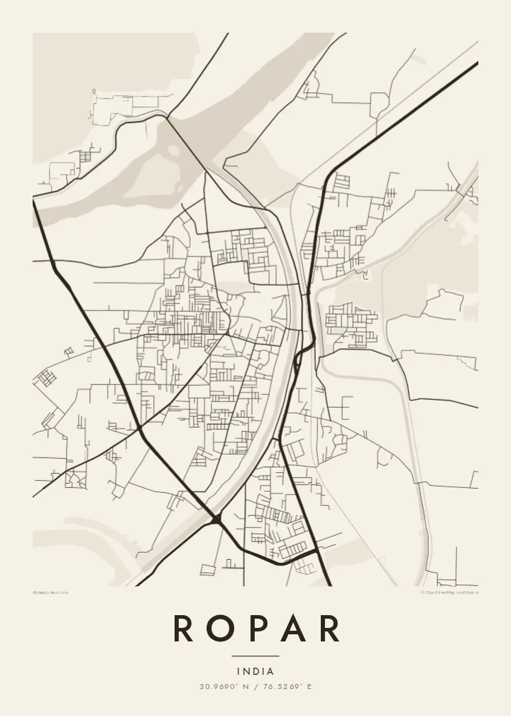 Ropar map poster — Paper style