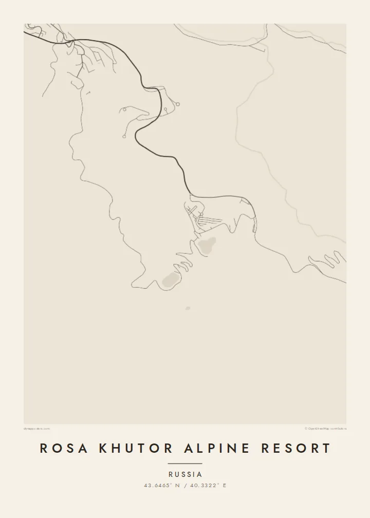 Rosa Khutor Alpine Resort map poster — Paper style