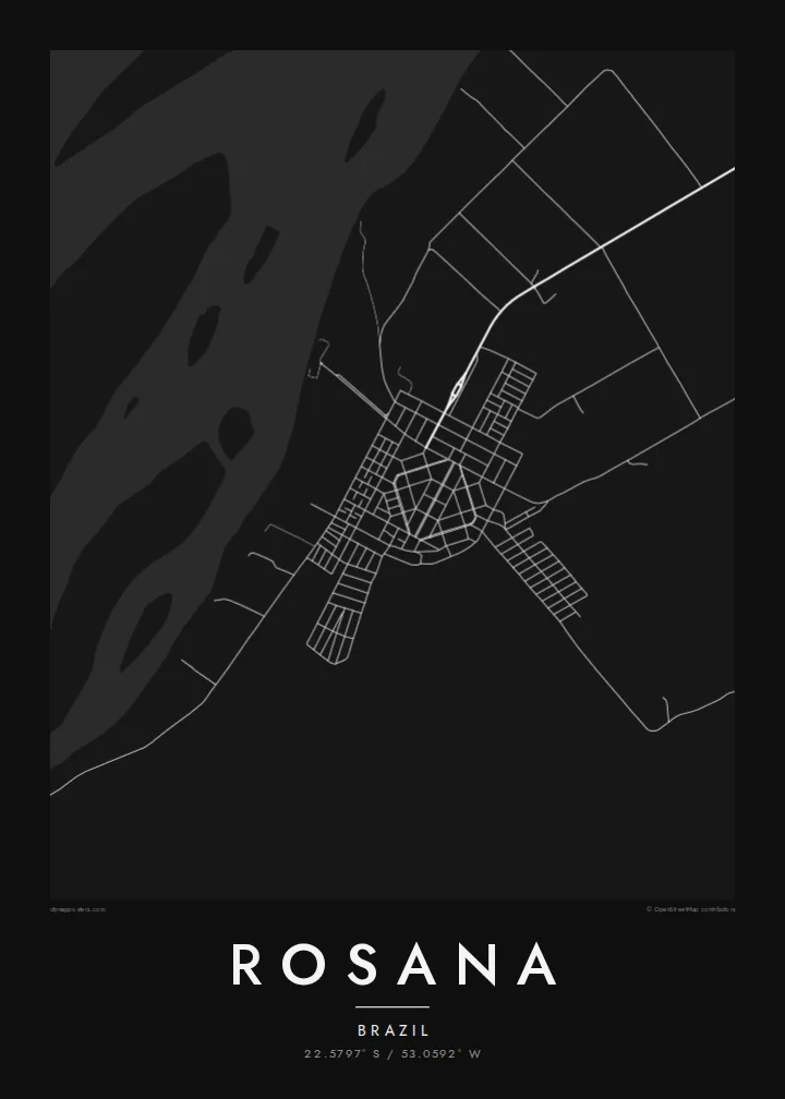 Rosana map poster — Noir style