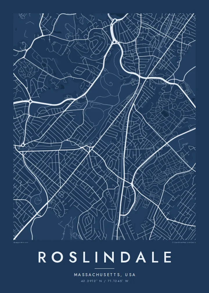 Roslindale map poster — Blueprint