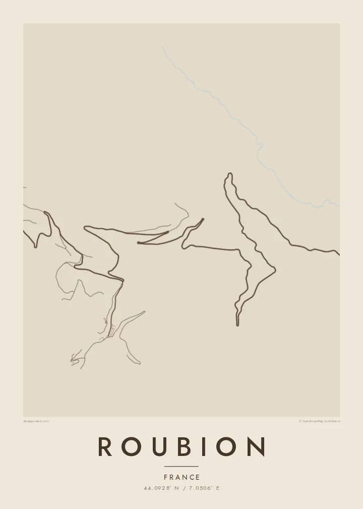Roubion map poster — Sand style