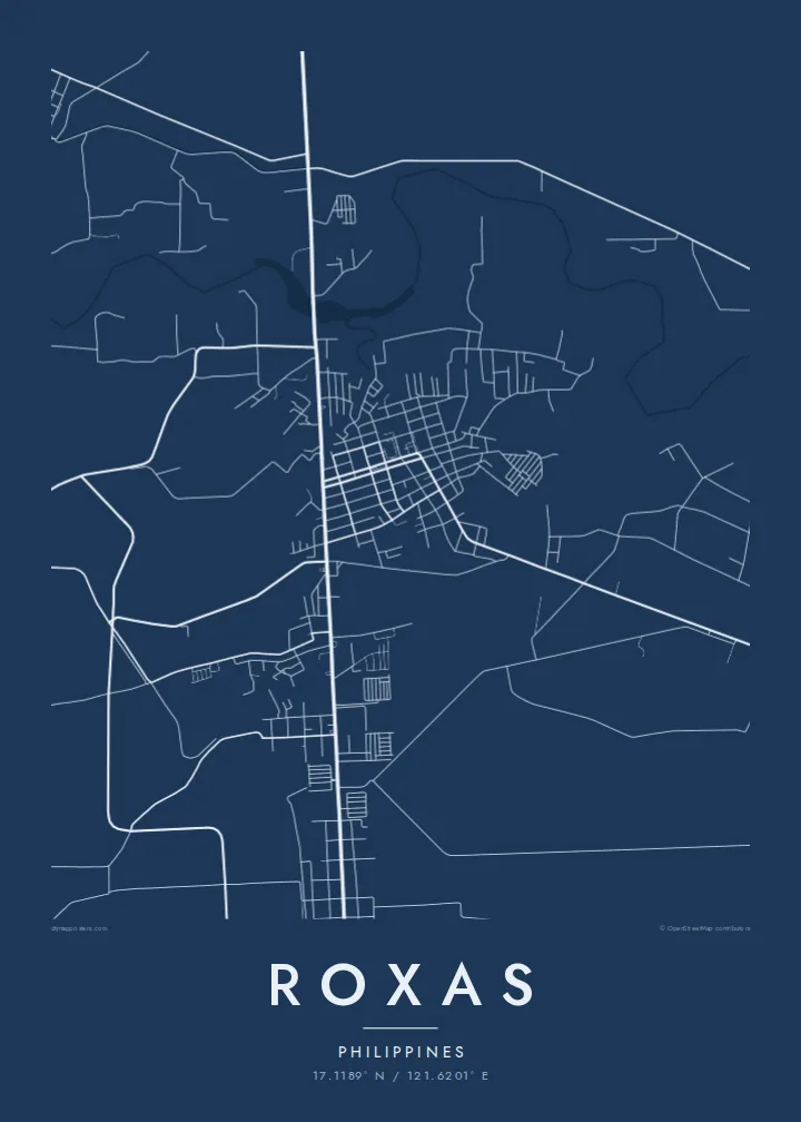 Roxas map poster — Blueprint style