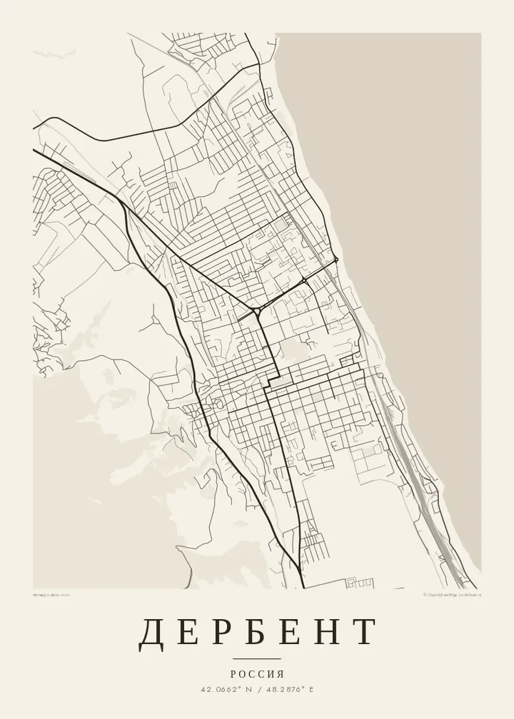 Постер с картой Дербента — Paper