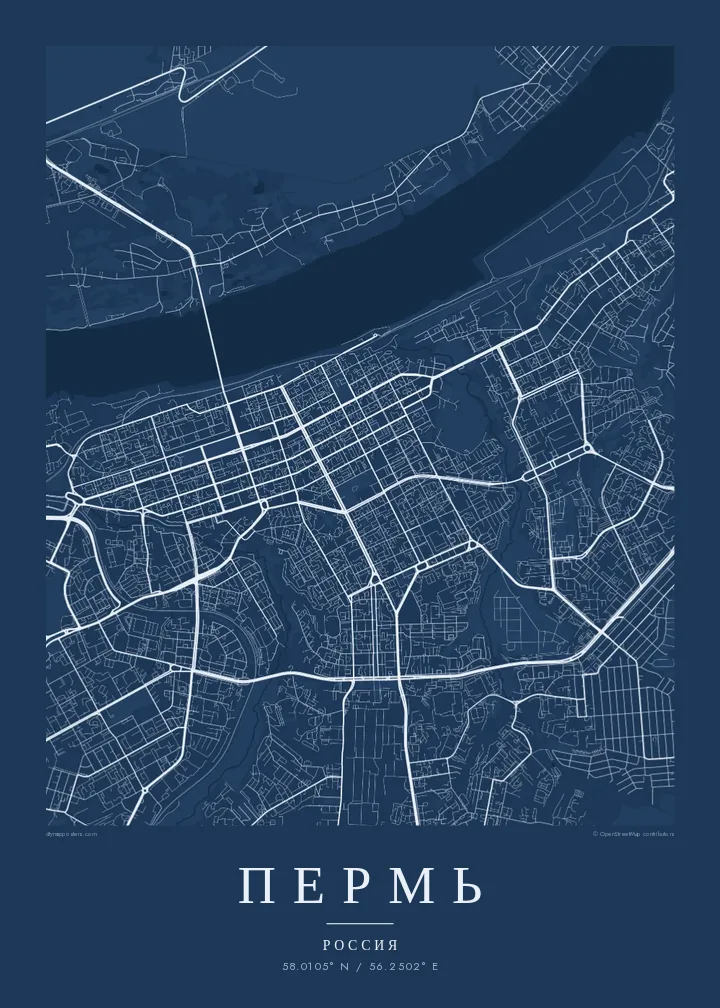 Постер с картой Перми — Blueprint