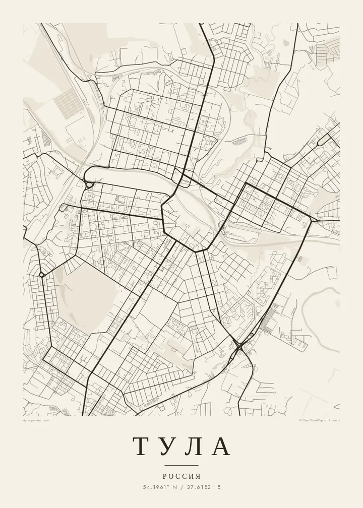 Постер карта Тулы — Paper