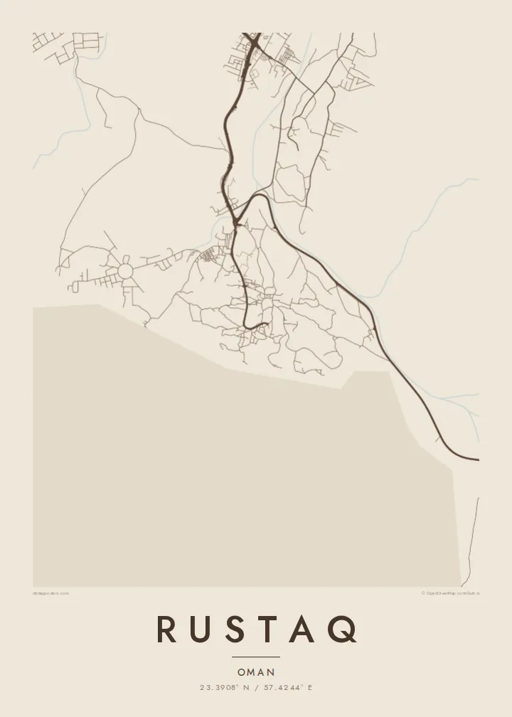 Rustaq map poster — Sand style