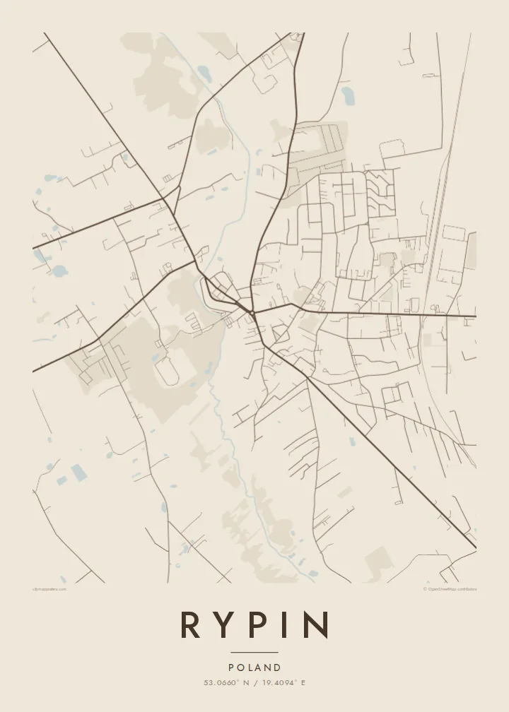 Rypin map poster — Sand
