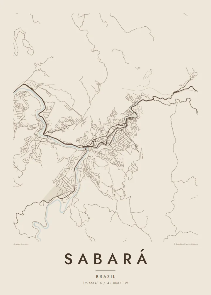 Sabará map poster — Sand style