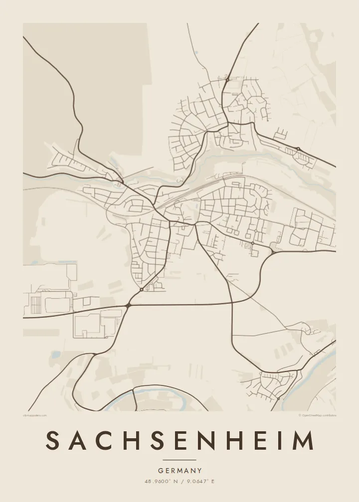 Sachsenheim map poster — Sand