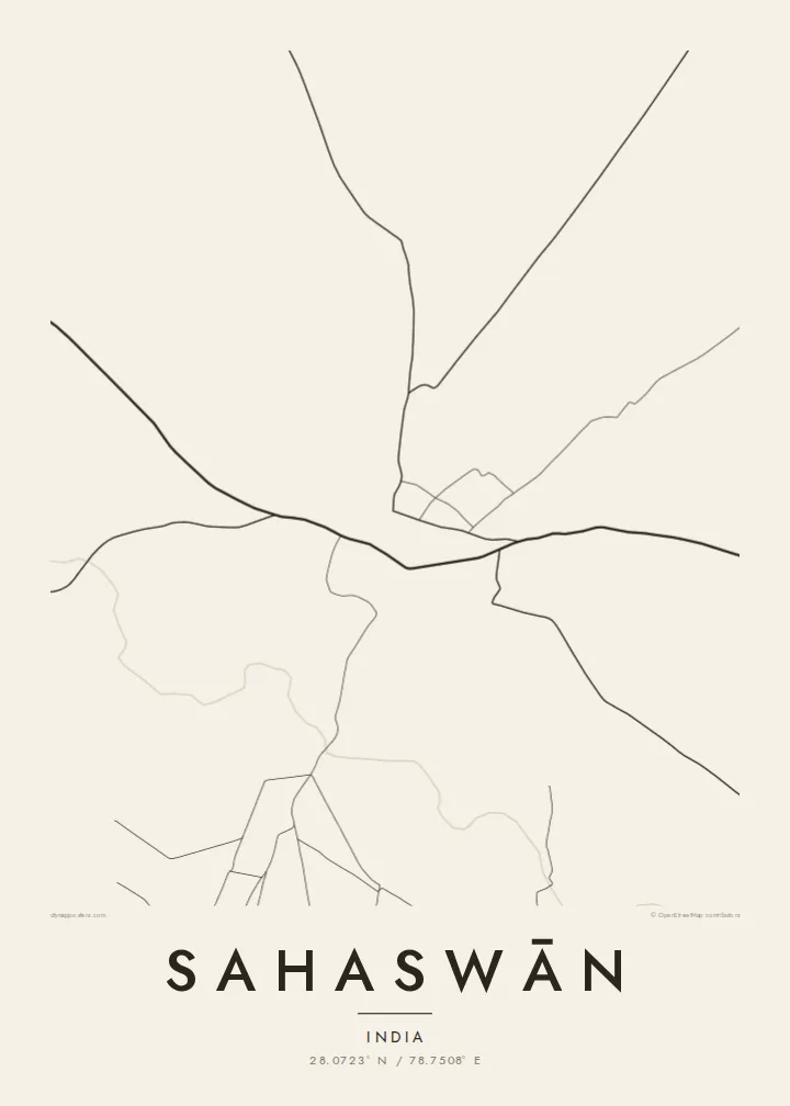 Sahaswān map poster — Paper style