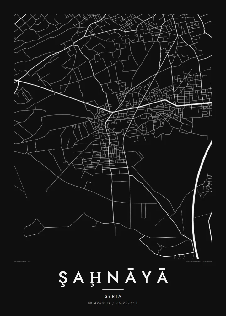Şaḩnāyā map poster — Noir style
