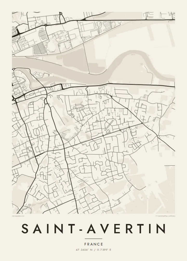 Saint-Avertin map poster — Paper