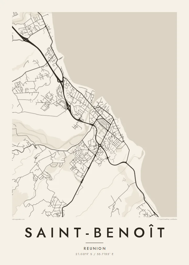 Saint-Benoît map poster — Paper