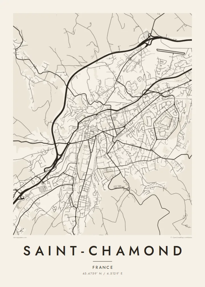 Saint-Chamond map poster — Paper