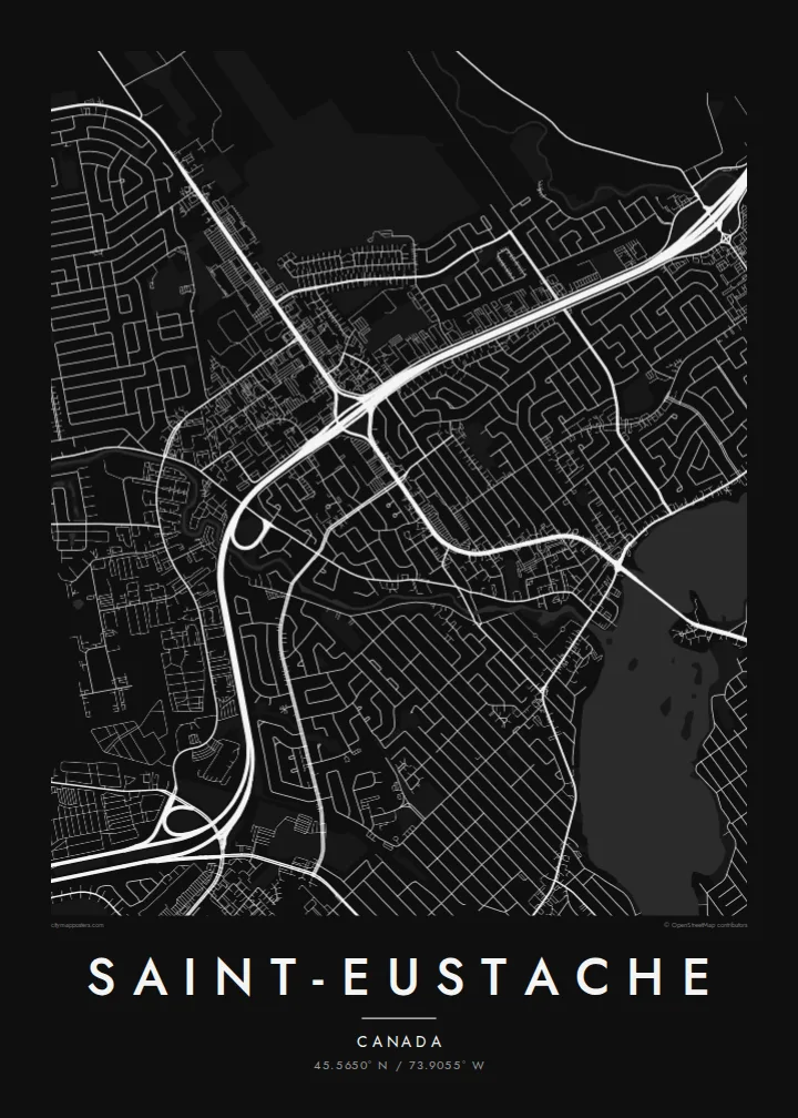Saint-Eustache map poster — Noir