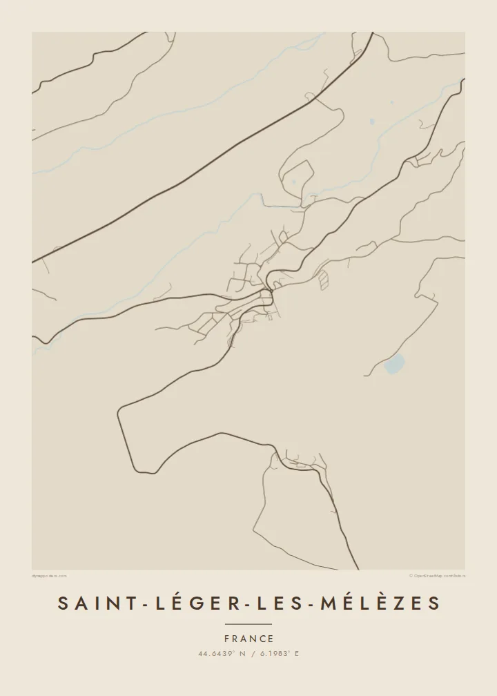 Saint-Léger-les-Mélèzes map poster — Sand style