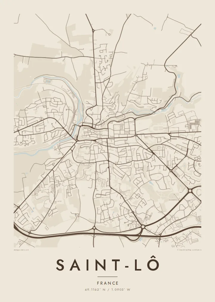 Saint-Lô map poster — Sand