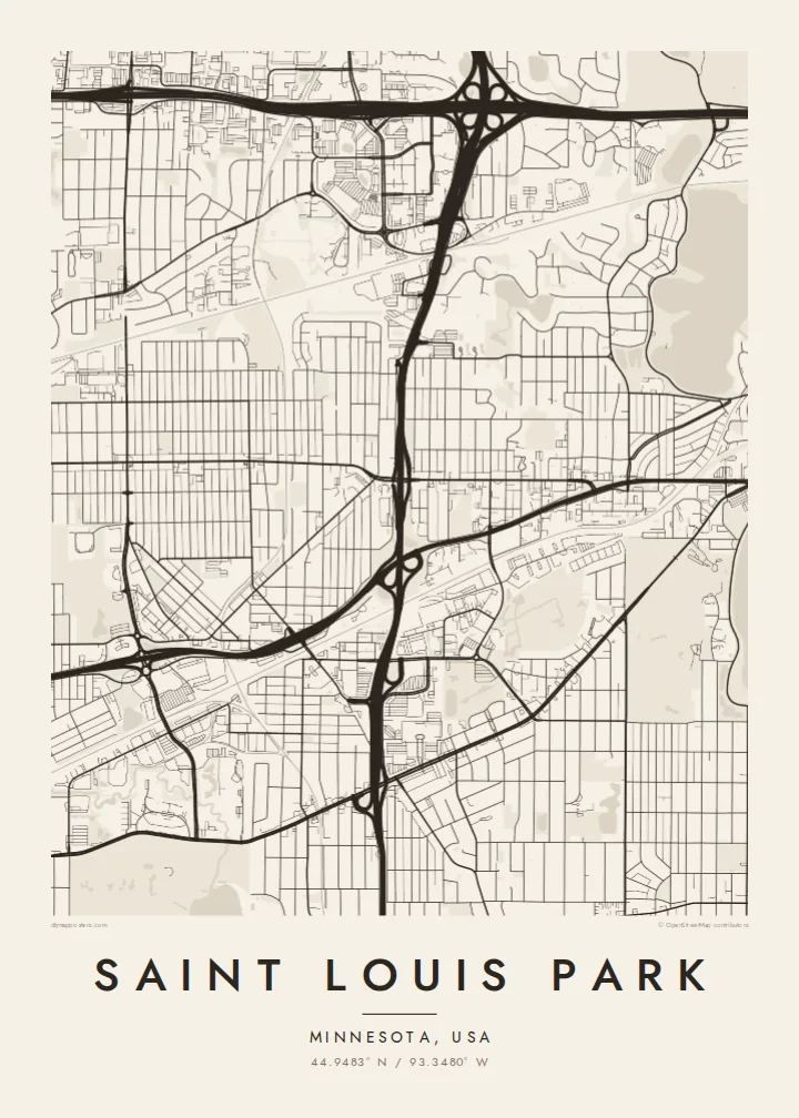 Saint Louis Park map poster — Paper style