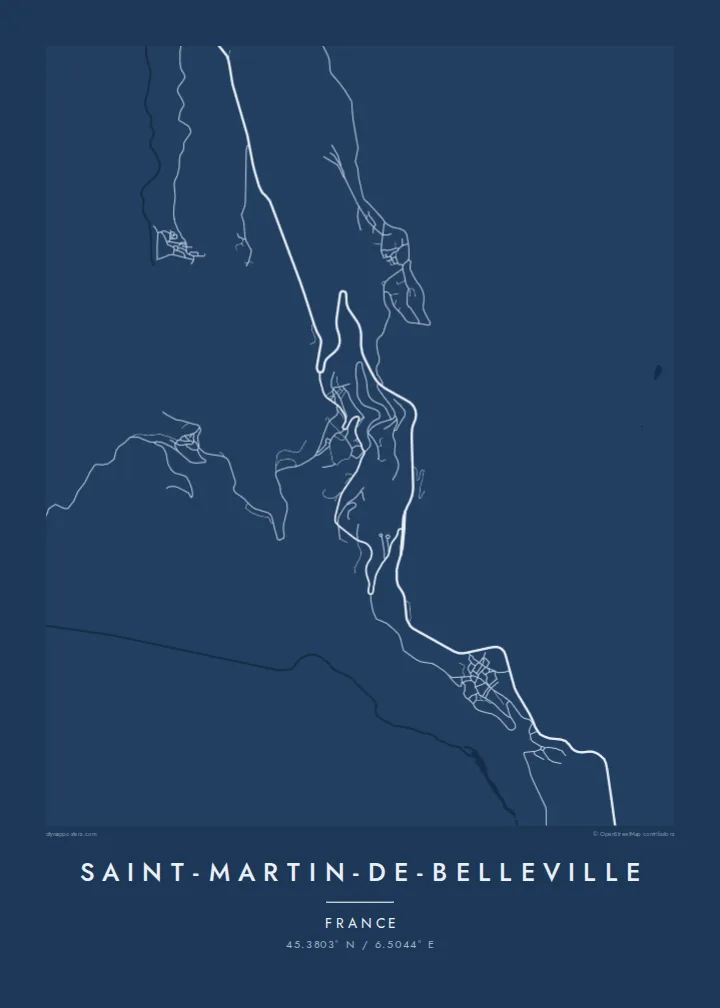 Saint-Martin-de-Belleville map poster — Blueprint style