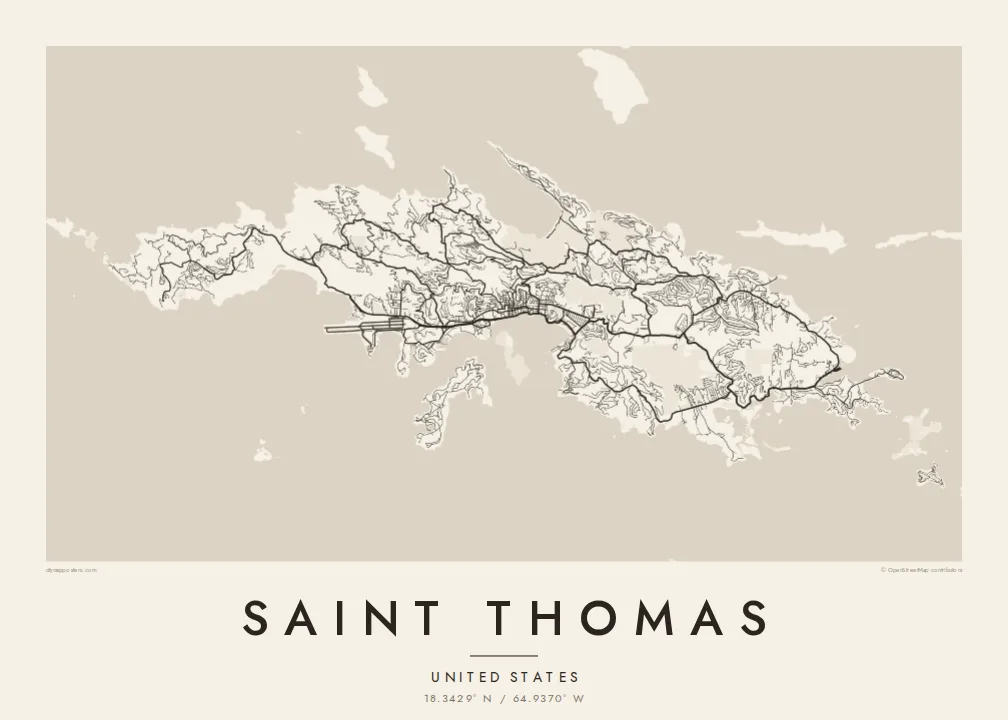 Saint Thomas map poster — Paper