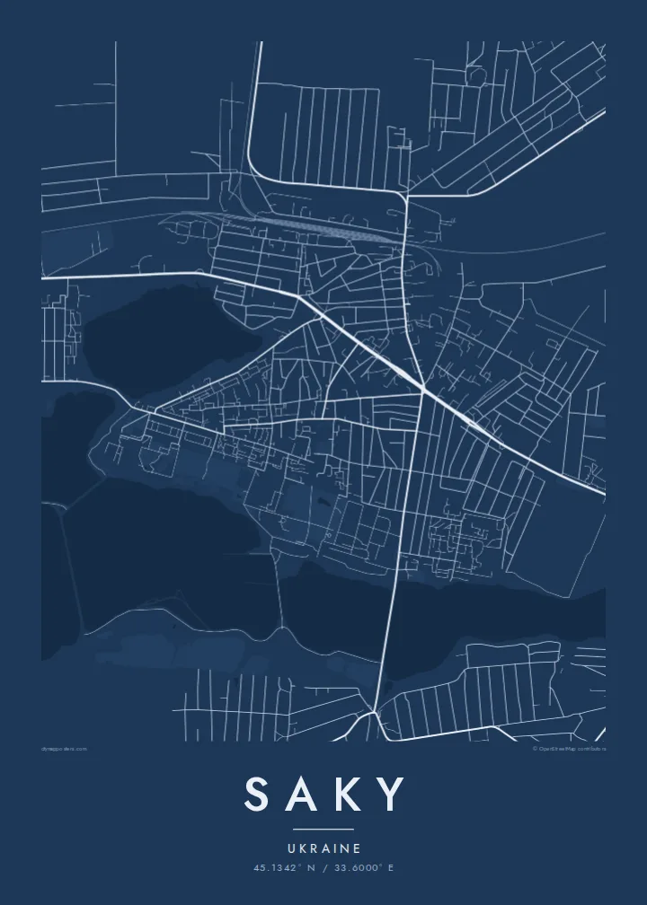 Saky map poster — Blueprint style