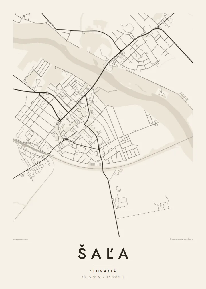 Šaľa map poster — Paper style