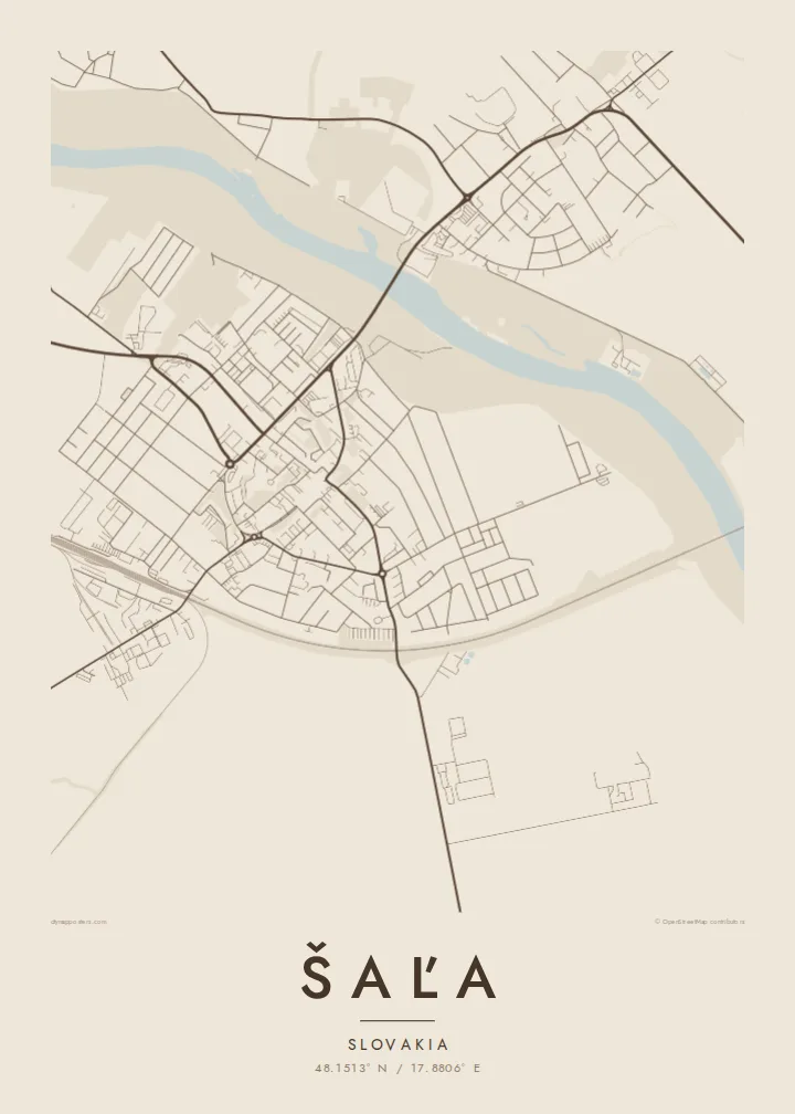 Šaľa map poster — Sand style