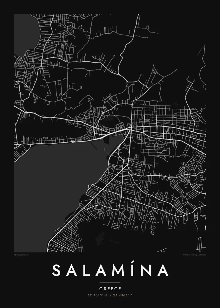Salamína map poster — Noir