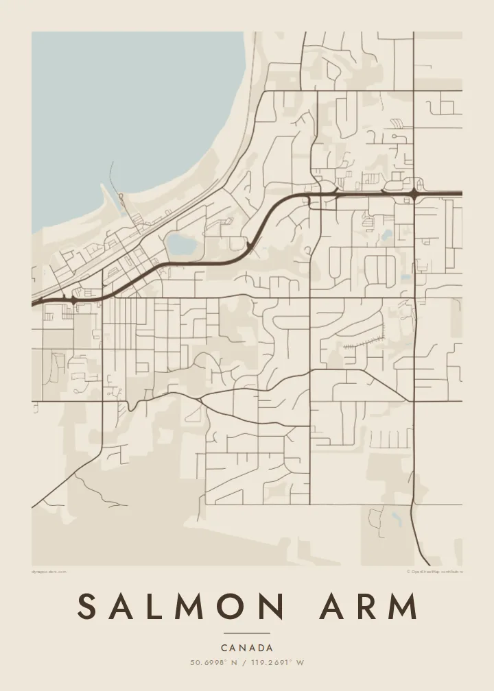 Salmon Arm map poster — Sand