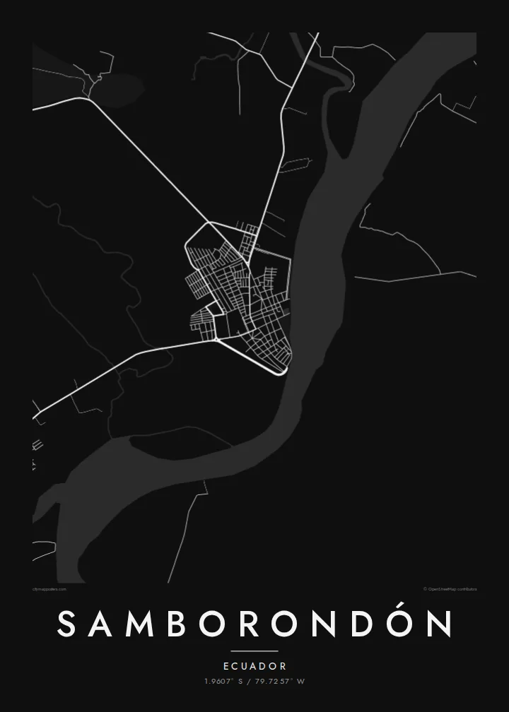 Samborondón map poster — Noir