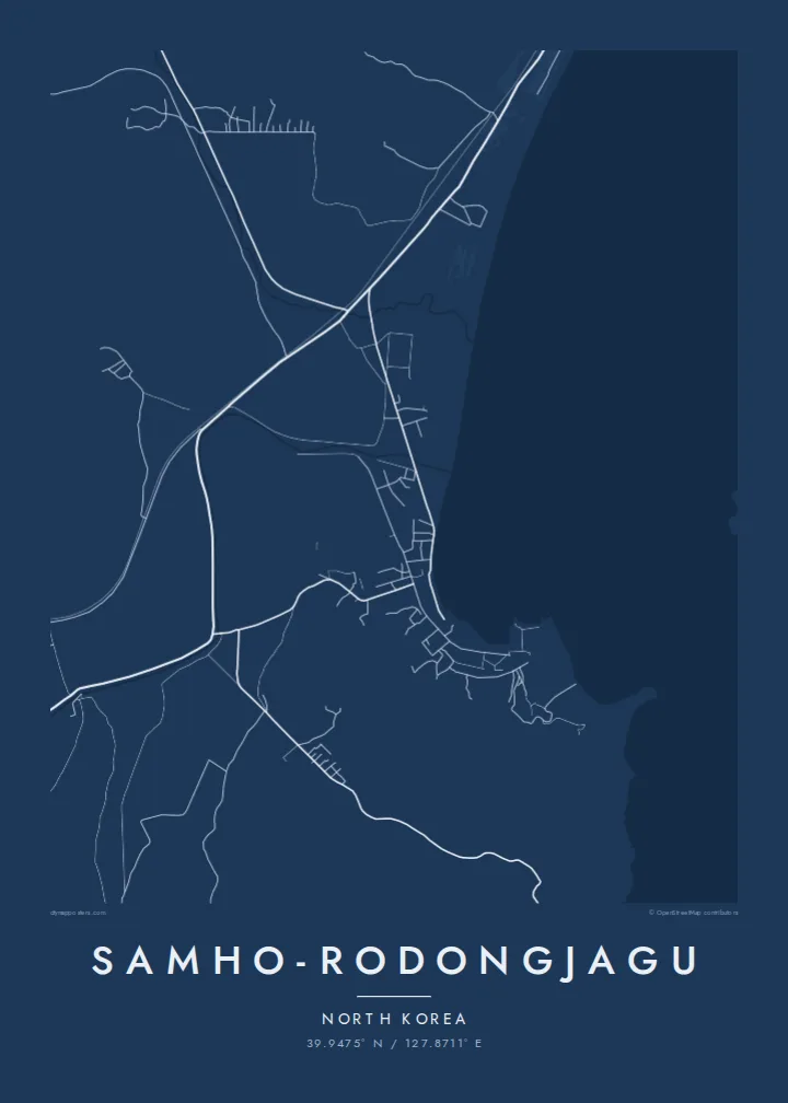 Samho-rodongjagu map poster — Blueprint style