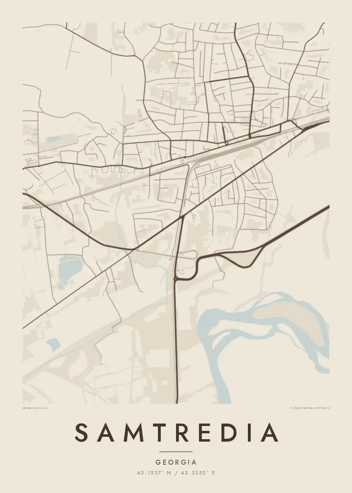 Samtredia map poster — Sand style