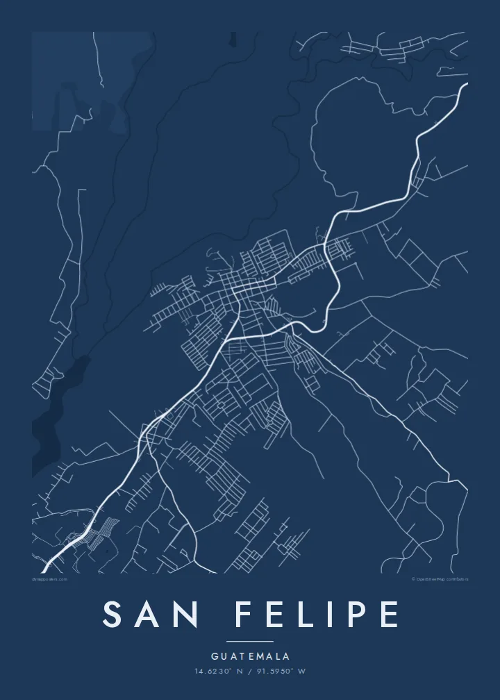 San Felipe map poster — Blueprint style