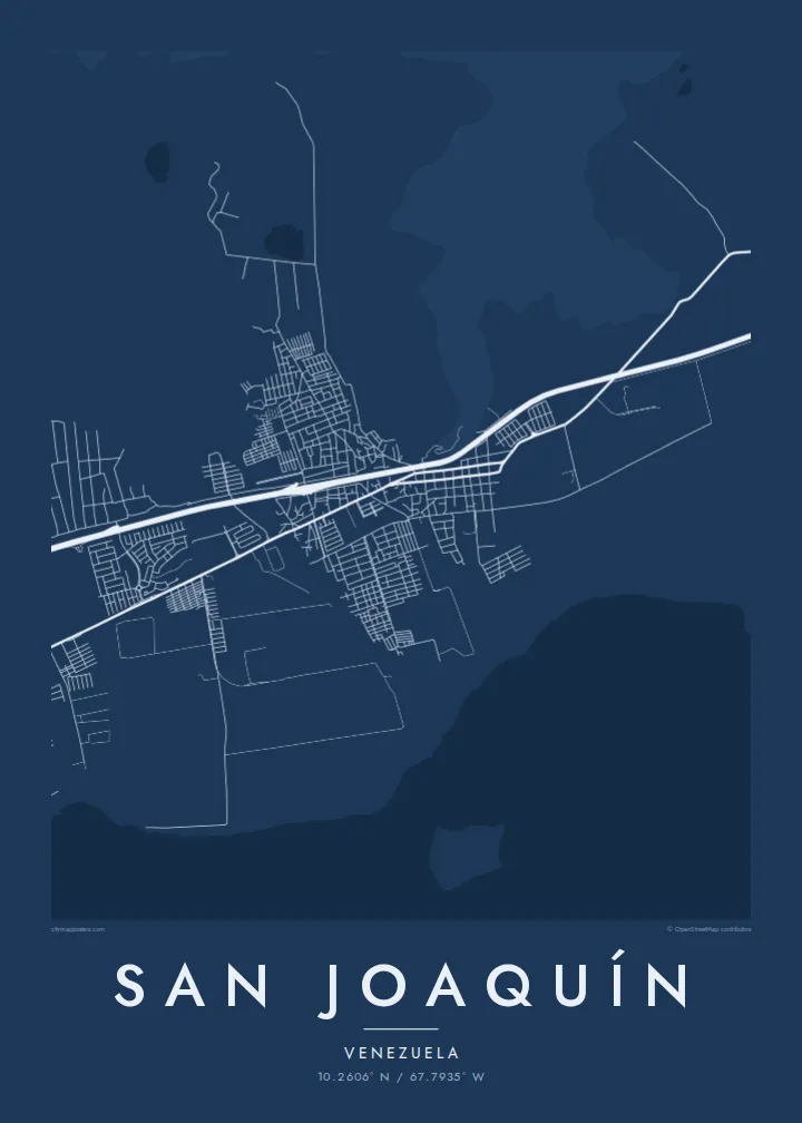 San Joaquín map poster — Blueprint style