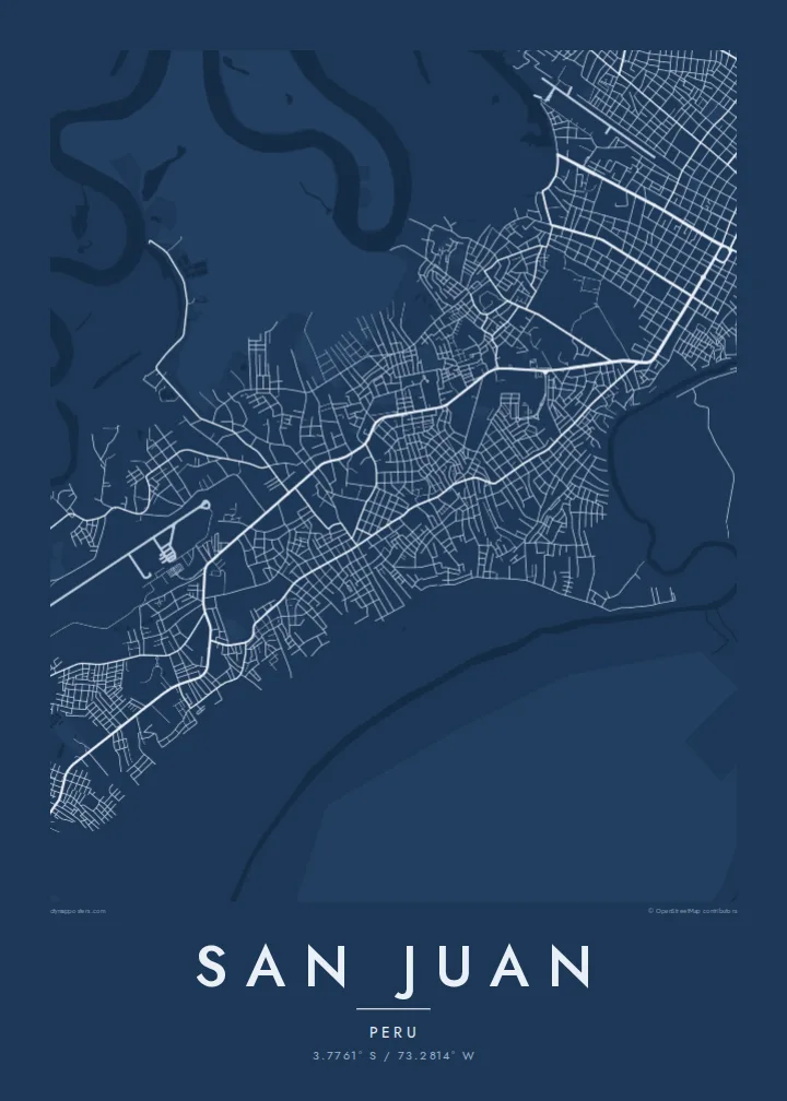 San Juan map poster — Blueprint style