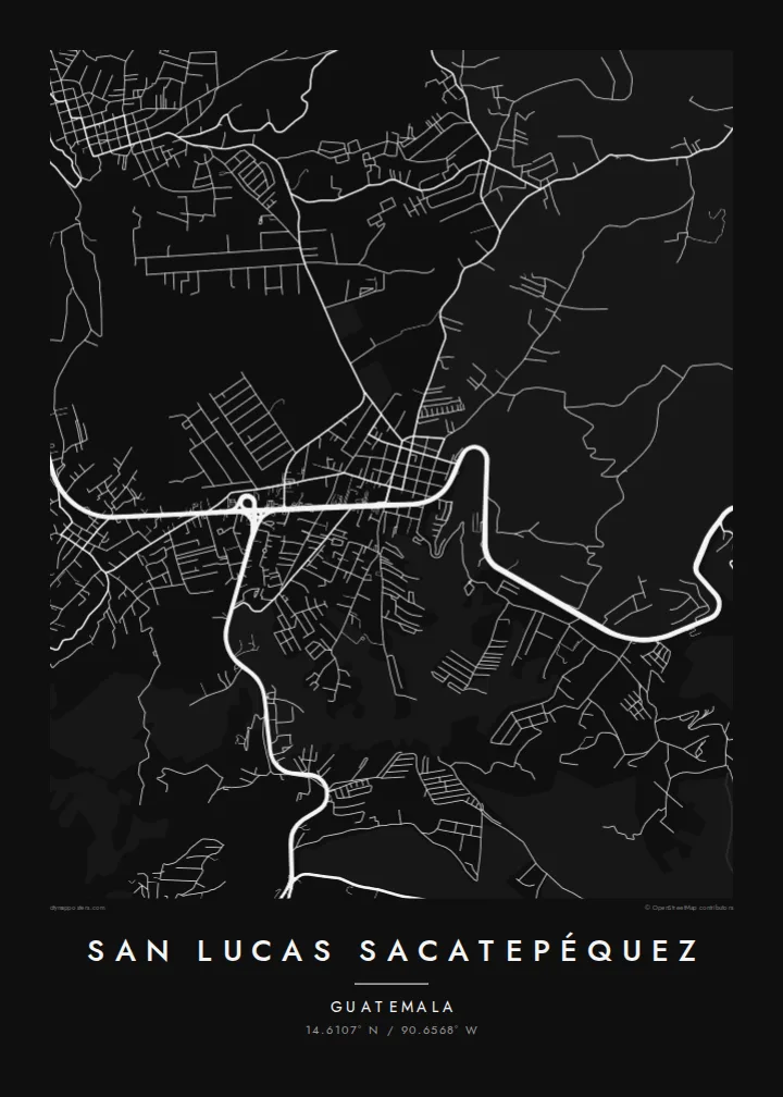 San Lucas Sacatepéquez map poster — Noir style