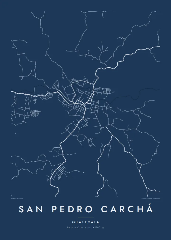 San Pedro Carchá map poster — Blueprint style