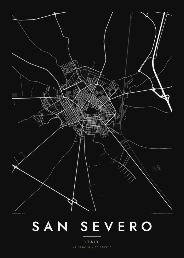 San Severo map poster — Noir