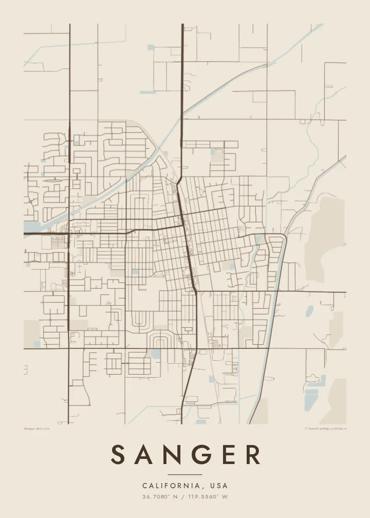 Sanger map poster — Sand style