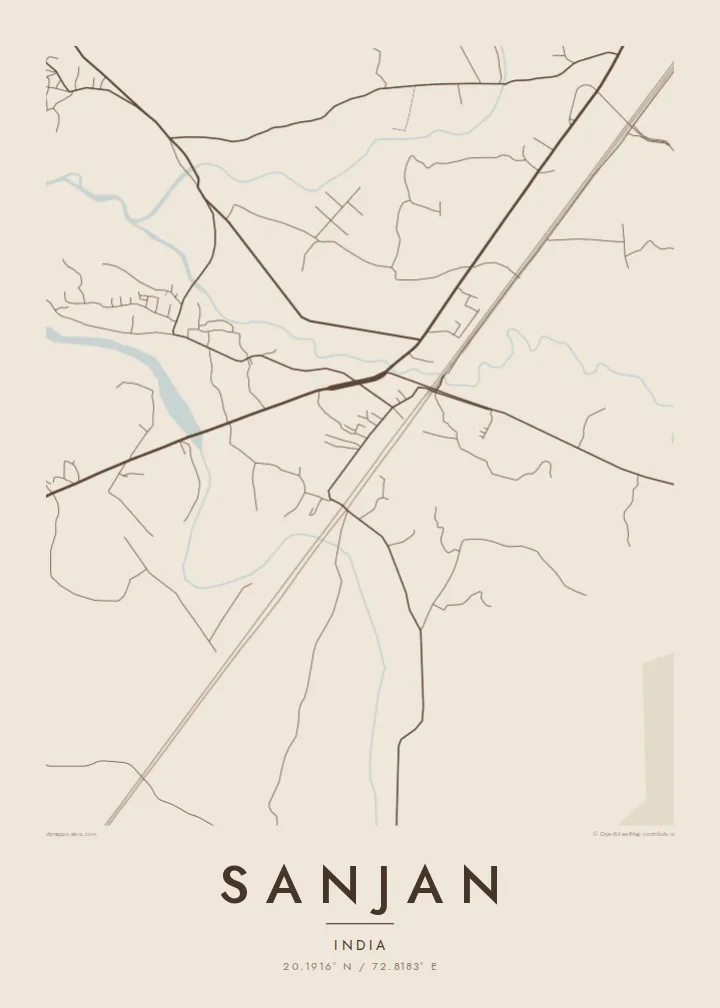 Sanjan map poster — Sand