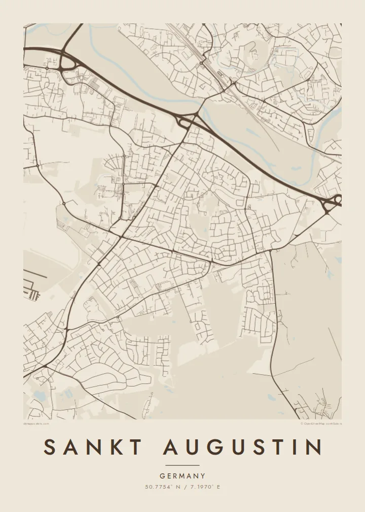 Sankt Augustin map poster — Sand style