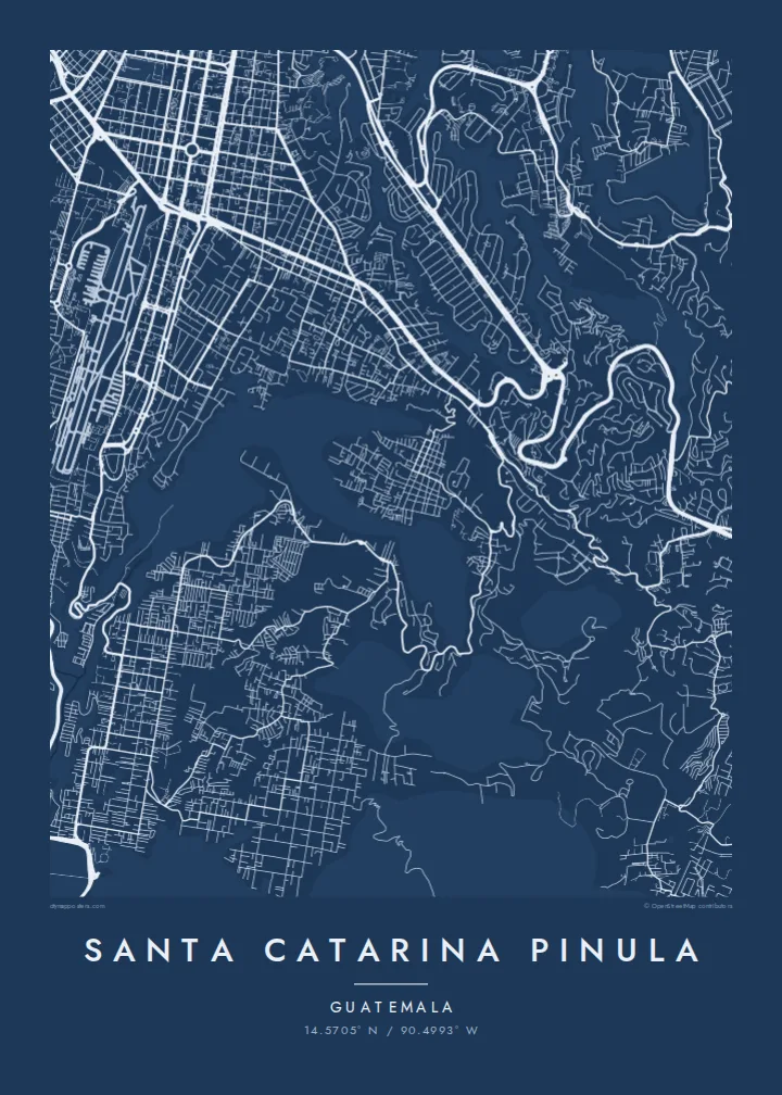Santa Catarina Pinula map poster — Blueprint style