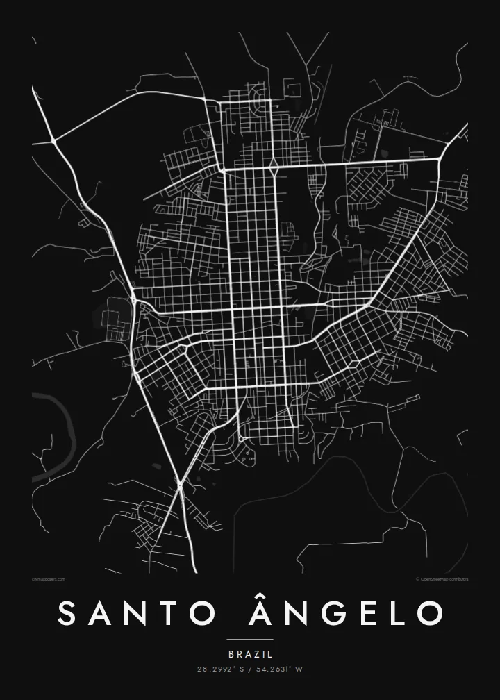 Santo Ângelo map poster — Noir