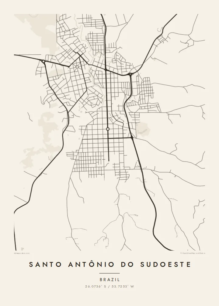 Santo Antônio do Sudoeste map poster — Paper