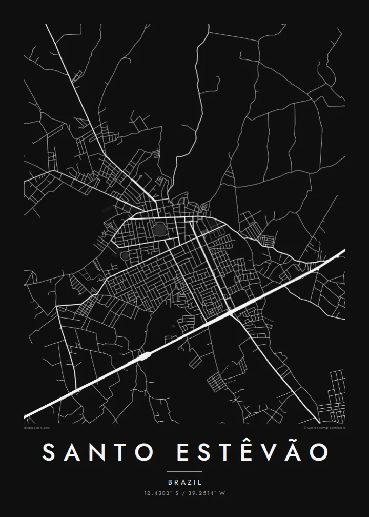 Santo Estêvão map poster — Noir style