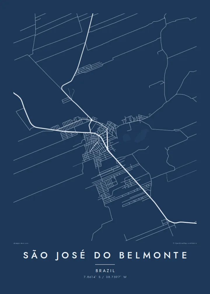 São José do Belmonte map poster — Blueprint style