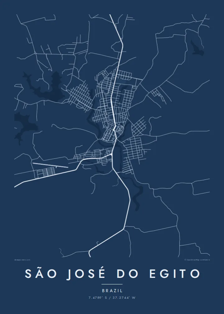 São José do Egito map poster — Blueprint style