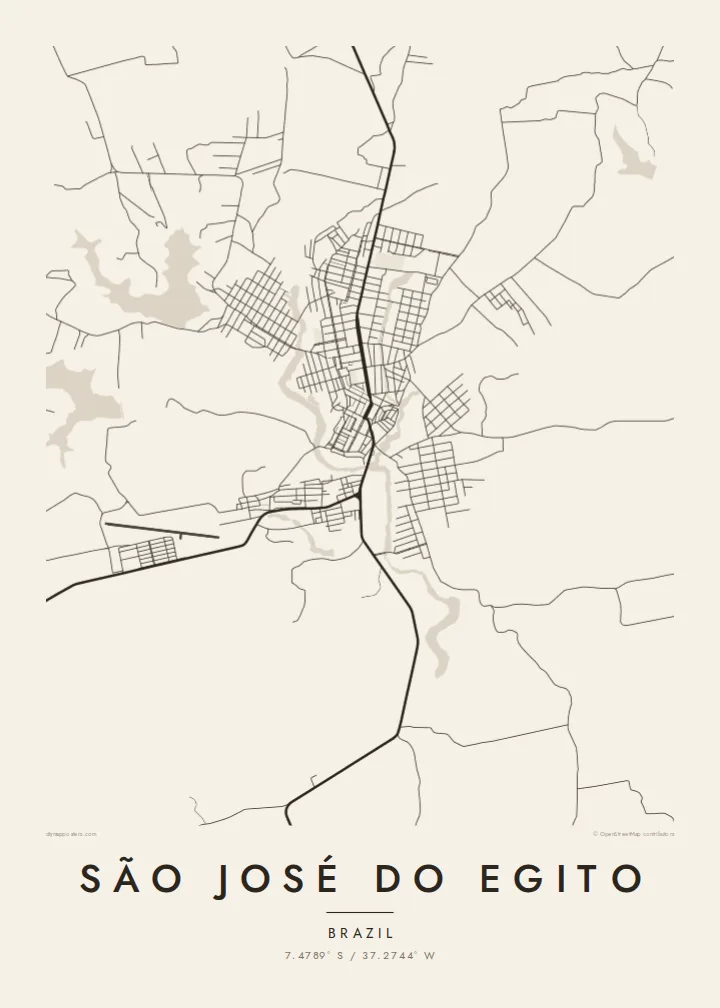 São José do Egito map poster — Paper style