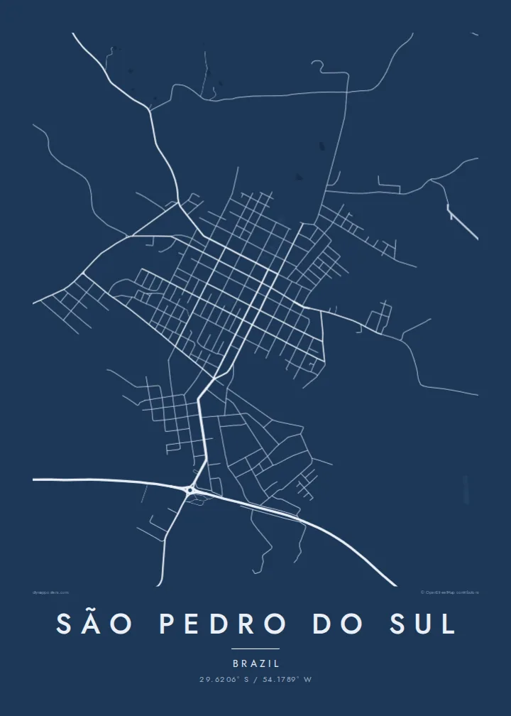 São Pedro do Sul map poster — Blueprint style