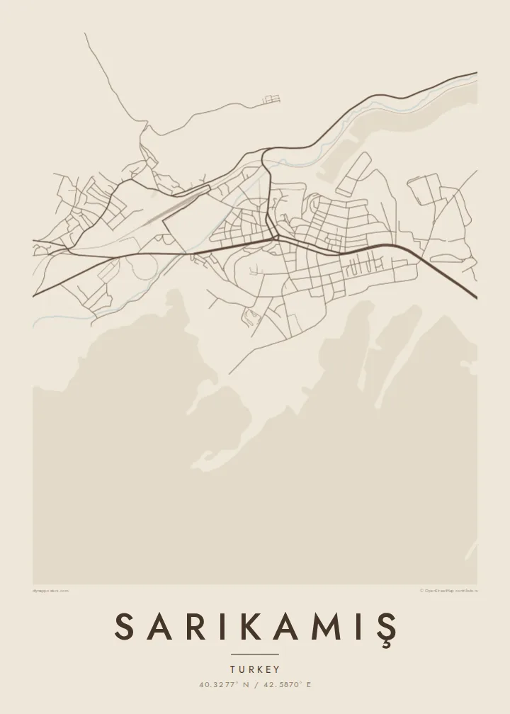 Sarıkamış map poster — Sand style